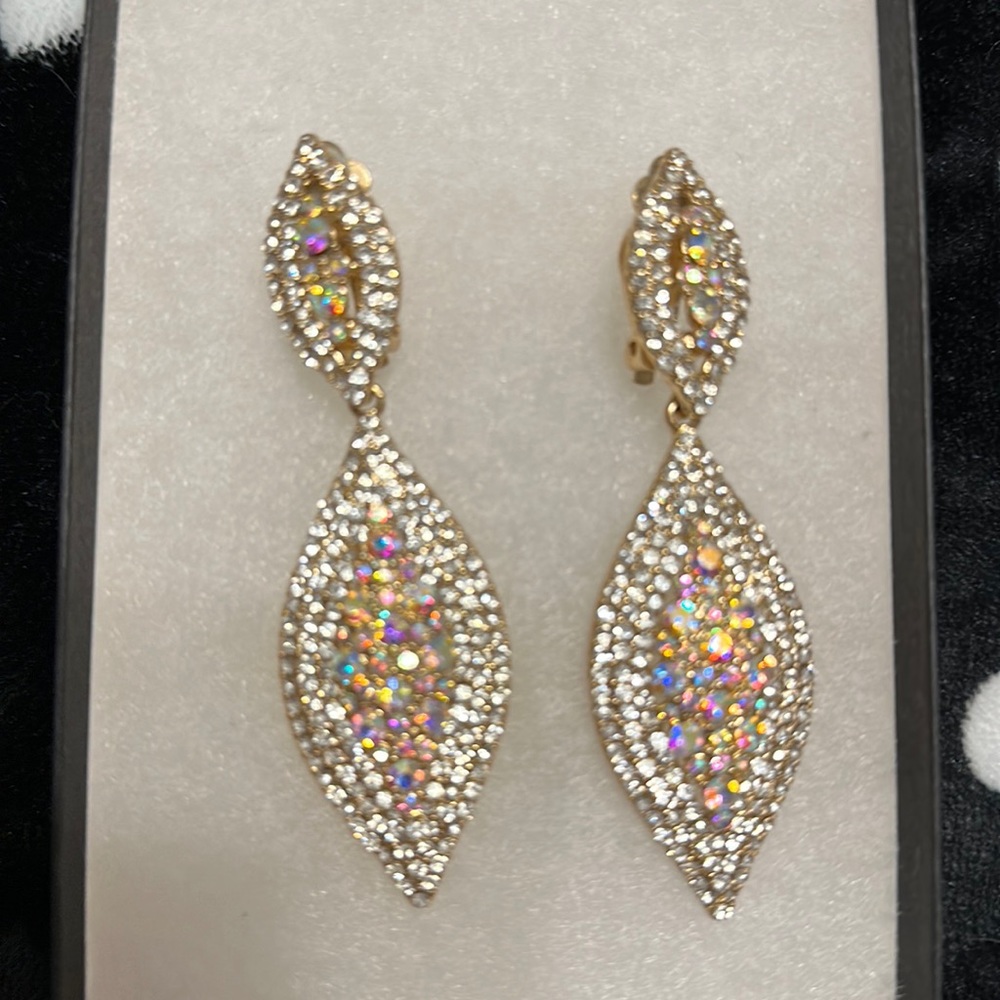 Pageant gold earrings clip ons